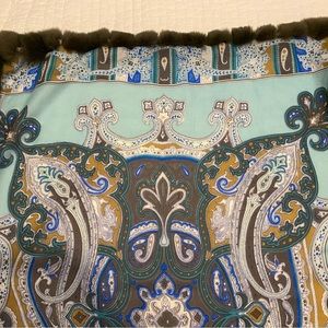 LA FIORENTINA PAISLEY PRINT RABBIT FUR TRIM WRAP